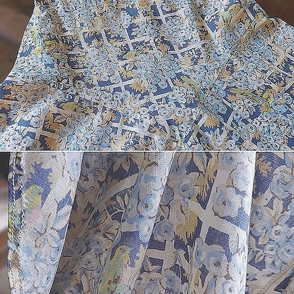 Vtg 70s blue floral print crop blouse & maxi skirt set - Picture 11 of 16